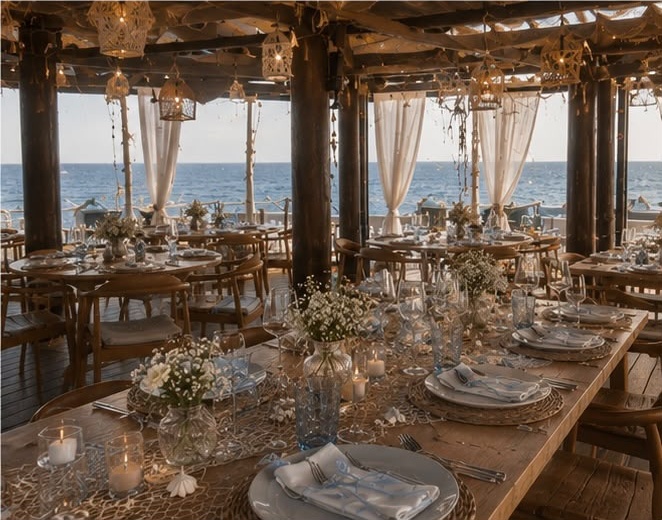 Decoración interior para bodas en Roca Negra